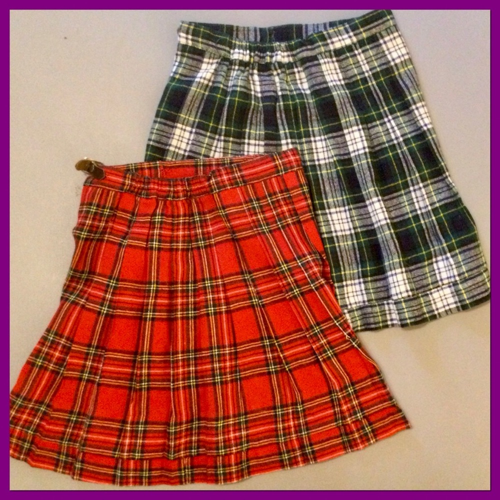 2 Vtg Tartan Wrap Skirts, sz 4